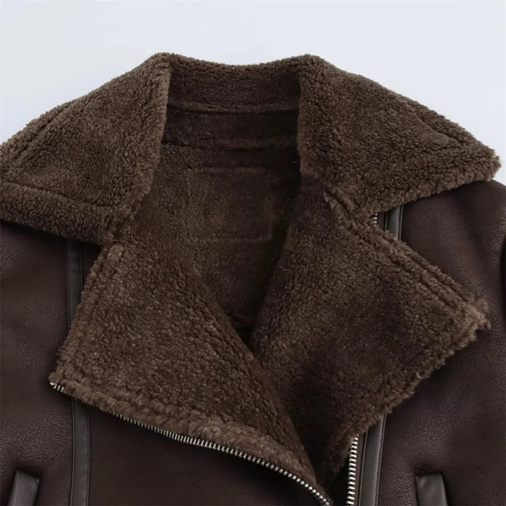 Casual Jacket with Lapel Collar - Zipper and Pockets Decoration