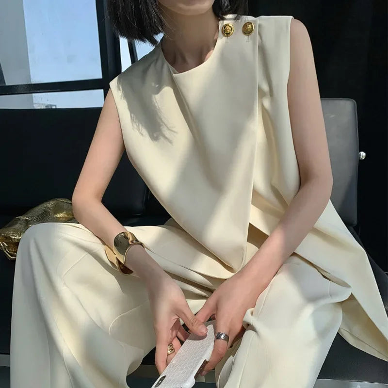 Women's Beige Two Piece Set