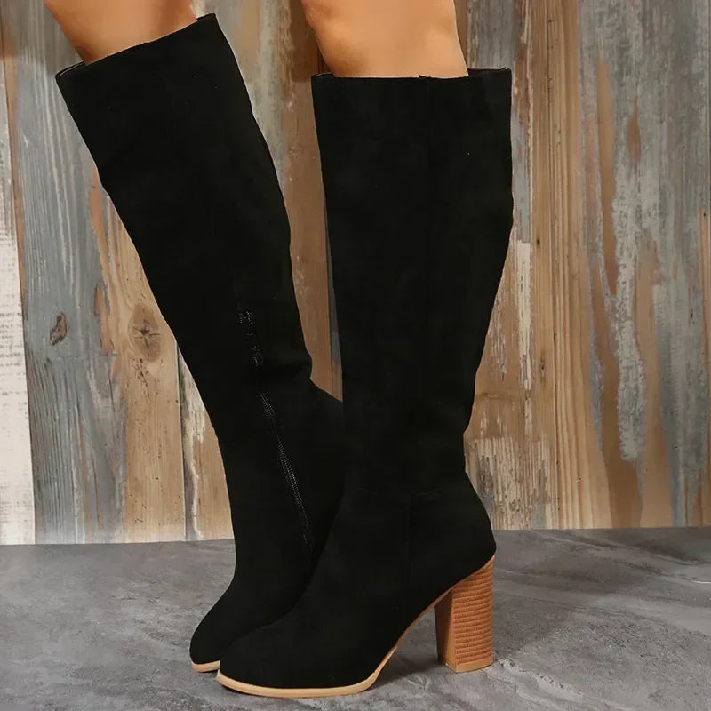 Cowboy Style Chunky Heel Thigh High Boots
