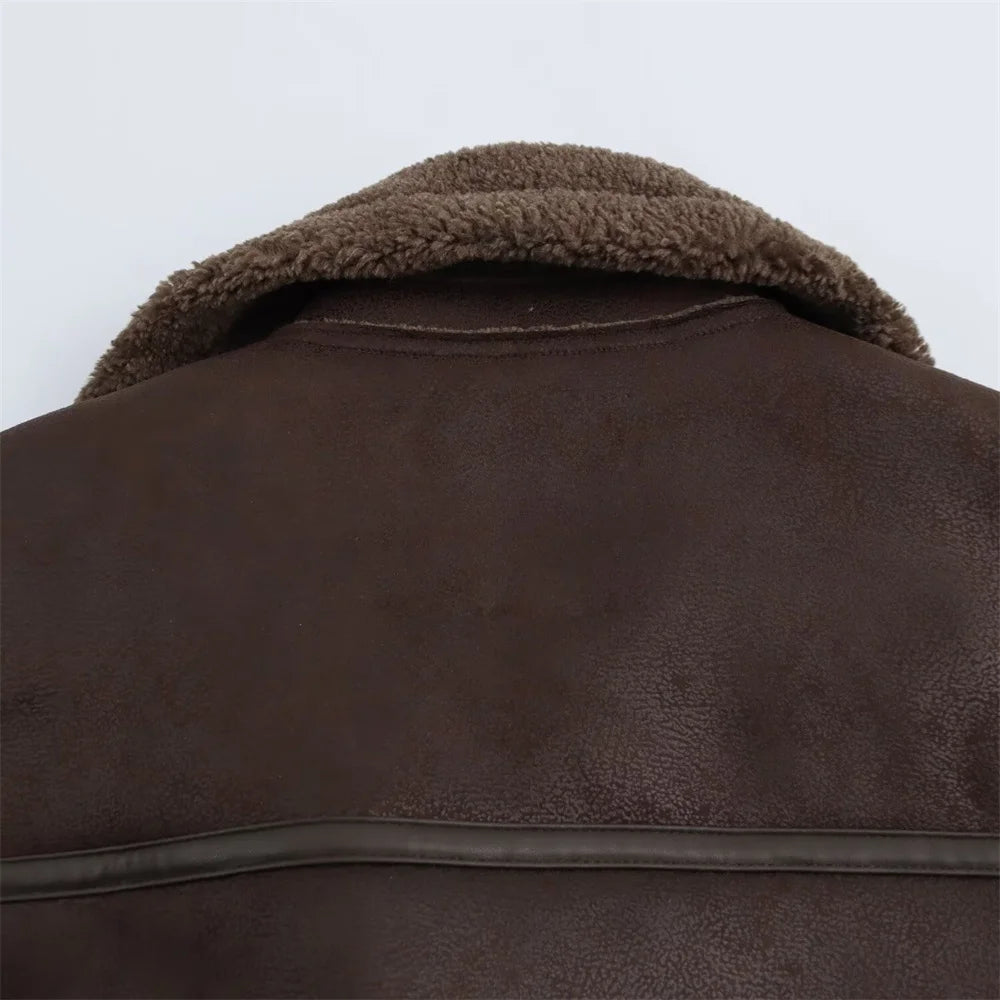 Casual Jacket with Lapel Collar - Zipper and Pockets Decoration