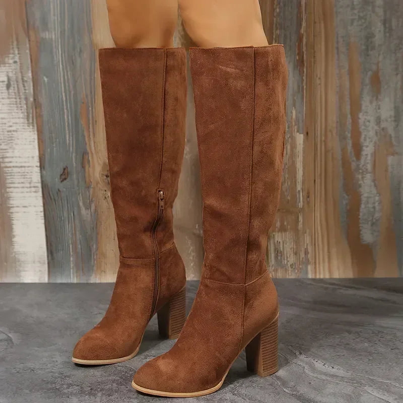 Cowboy Style Chunky Heel Thigh High Boots