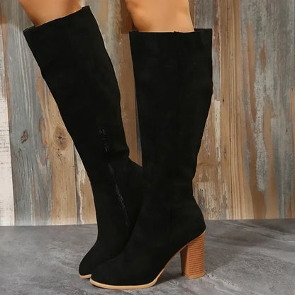 Cowboy Style Chunky Heel Thigh High Boots