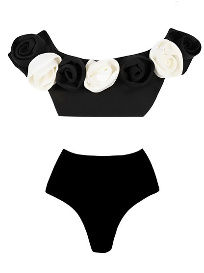 Biquíni 3D Rosa 2 Peças Strapless - Cintura Alta 2024